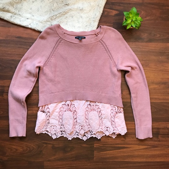 aerie lace bottom sweatshirt